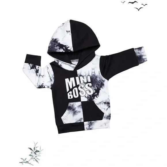 Baby Boy Outfit  Tie Dye Sweatshirt Mini Boss Long Sleeves Sweatshirt Set 12m - Picture 6 of 10